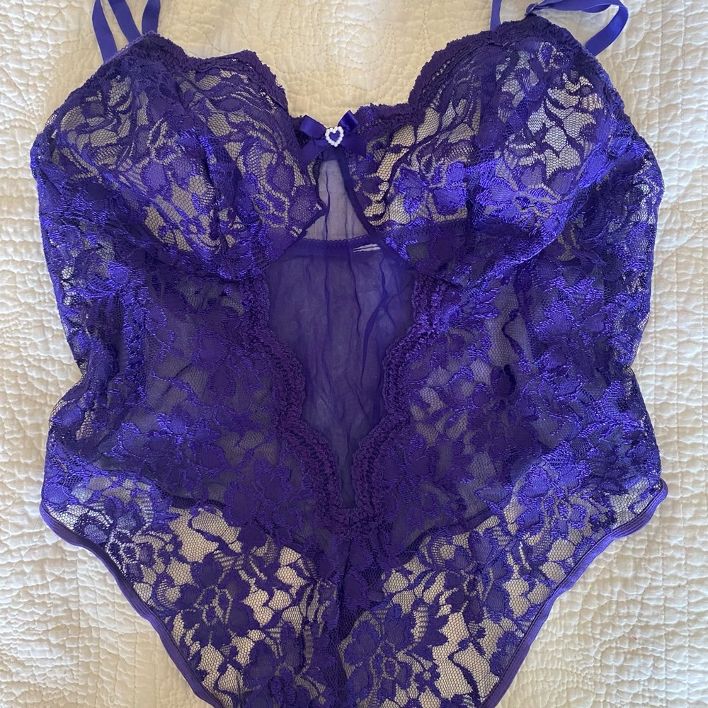 Deep purple lace teddy